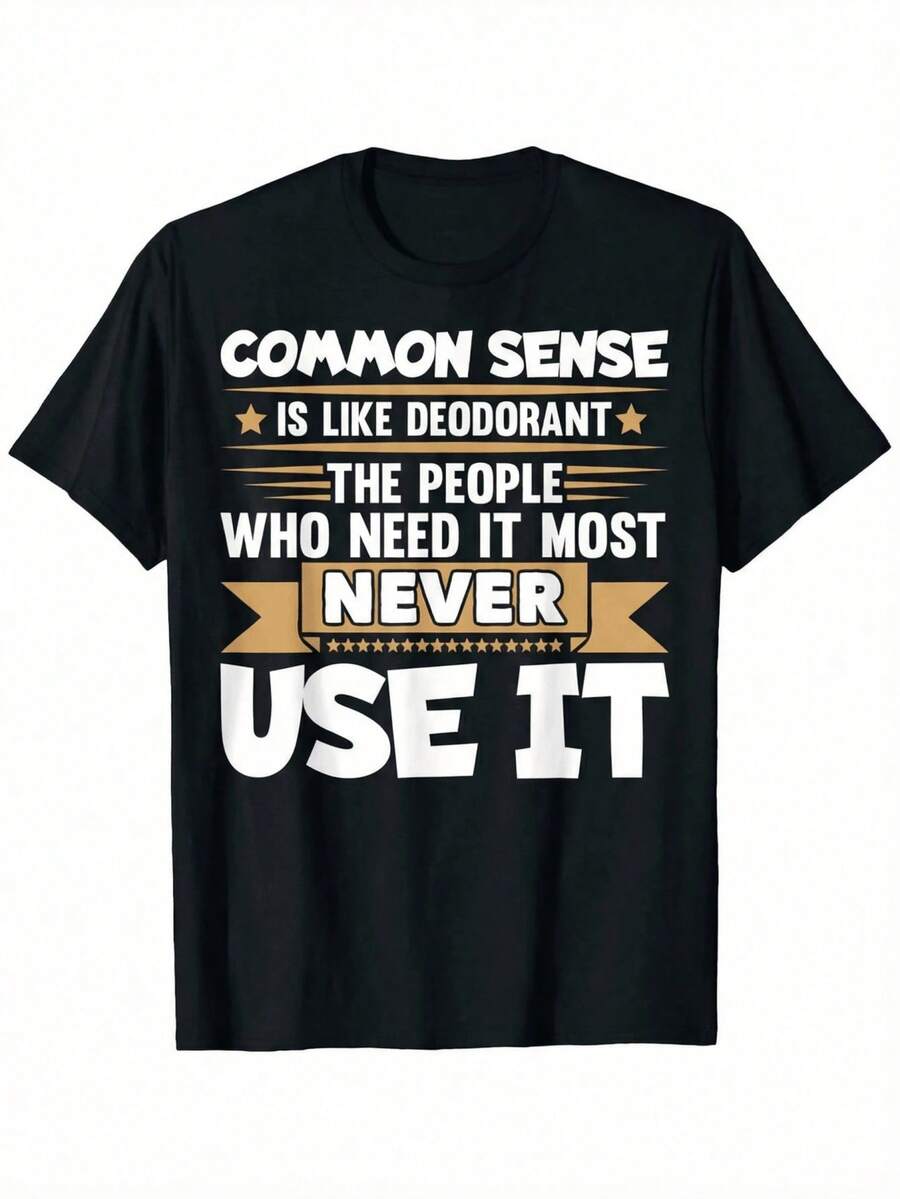 Impala Camiseta Oversize con Frases Divertidas, Estilo Broma de Desodorante, para Hombres y Mujeres, Camiseta Casual de Verano, Cómoda y a la Moda, Cuello Redondo, Manga Corta, Cómoda y Versátil, Tallas XL-5XL, Ideal para Regalo de Acción de Gracias, No Exigente con la Forma del Cuerpo, Sencilla y Elegante, Duradera y No se Deforma, Sensación de Tela de Alta Calidad. - Negro - Ver 1