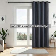1 pièce Rideau isolant thermique noir opaque minimaliste moderne, design à œillets en haut pour un accroché facile, lavable, convient pour la chambre à coucher, le salon, le balcon, le dortoir, les fenêtres du sol au plafond, les baies vitrées - Noir 1 pièce - Voir 9