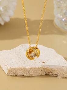 1件时尚休闲铜锆石漂浮星球造型简约百搭颈链，适合日常佩戴，亦可作为礼物 - 星球 - 查看 3