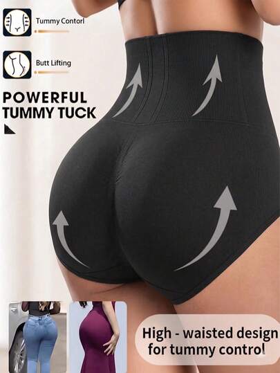 1 pieza Panty moldeador de cintura alta para mujer, levanta glúteos y adelgaza la cintura, adecuado para varias ocasiones