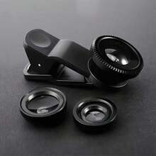 3-In-1 Clip-On Phone Lens Kit, Includes Fisheye Lens, Wide Angle Lens And Macro Lens, Manual Focus, Universal Photography Lens Set For Smartphones - A - View 1