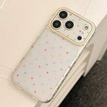 Minimalist Multi-Colored Heart Pattern Transparent GUCADI Colorful Heart-Shaped Full Screen Transparent Phone Case Compatible With IPhone 17 Pro Max 16 15 14 Minimalist Korean Style Transparent Soft Cover Creative Geometric Patchwork Niche Style Ins Style Spring Birthday Gift Anniversary - Clear - View 10