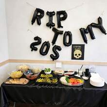 10个“ TO MY 20S”横幅气球，16英寸黑色字母数字气球横幅，适合生日派对、黑色主题生日派对、个性化生日派对、Emo、哥特风格派对 - 多色 - 查看 3