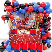 10/20/50 piezas Bolsas de regalo con asas con diseño de telaraña, decoraciones de cumpleaños de superhéroe rojo y azul, suministros para baby shower - Rojo - Ver 4