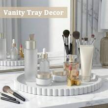 Modern Wavy Round Decorative Tray, Rounded Shape + Wavy Edges, Stylish, Can Be Used As Coffee Table Centerpiece, Suitable For Living Room, Dining Room, Kitchen Counter, Bathroom, Multi-Purpose Design For Storage And Home Decor, Boho Style Decorative Tray - Multicolor - View 10