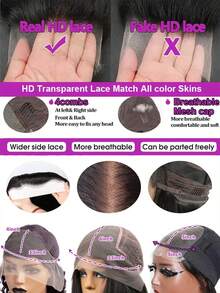 13X6 HD Transparent Lace Front Wigs Brazilian 15A Human Hair Straight Lace Front Wigs Swiss Lace Pre Plucked 13X4 Transparent Lace Wigs With Baby Hair Natural Black Hair For Women 200Density - Natural Black - View 6