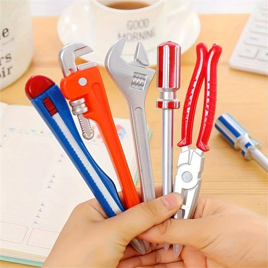 【工具笔套装】速干工具主题圆珠笔套装 | 轻巧设计，包含卡通扳手、钳子、螺丝刀和锤子 - 适合日常办公使用，创意文具礼品和五金工具设计 - 工具款 - 查看 1