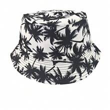Cross-Border Printed Fisherman Hat, Double-Sided, Unisex, Versatile For Outdoor Travel, Sun Protection Hat,  European And American Style Sunshade Bucket Hat - Coconut Tree Series 6 - View 10