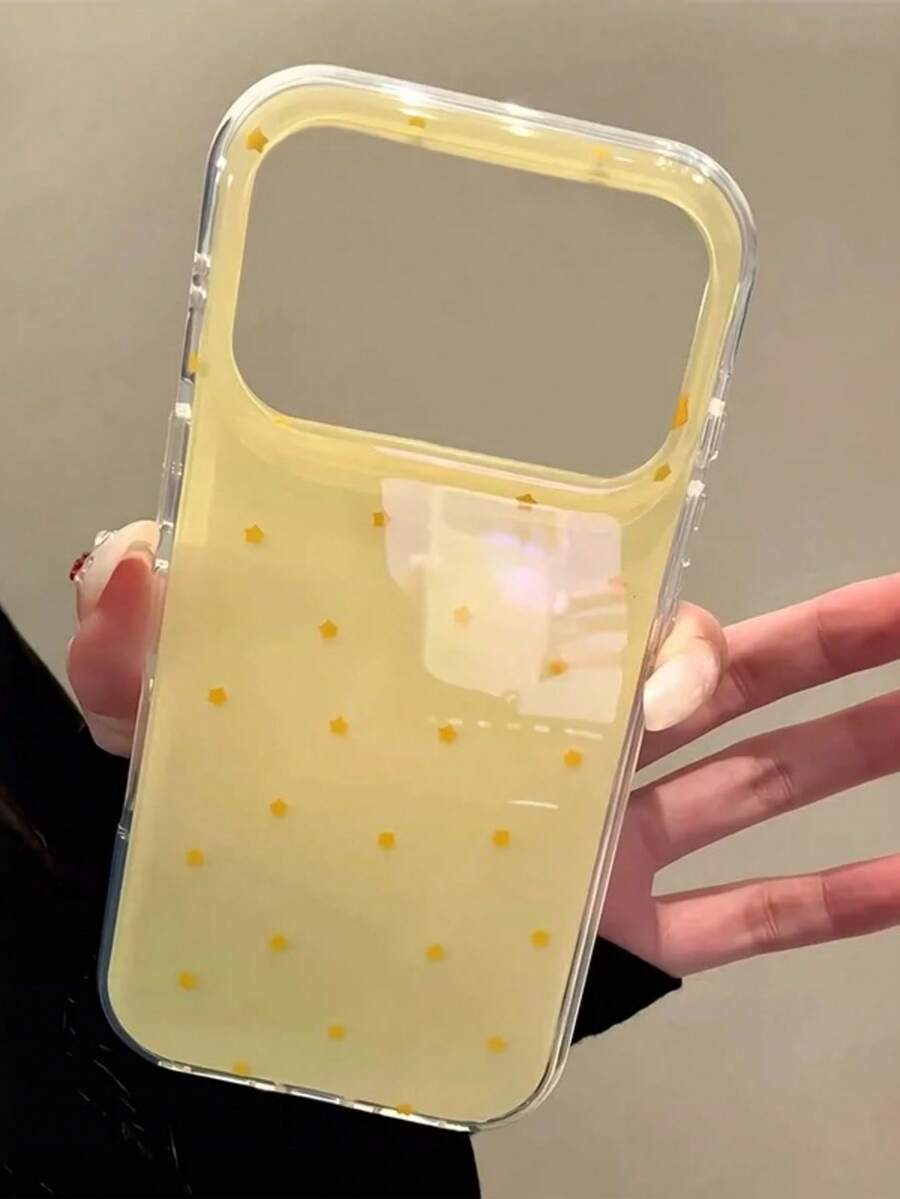 Fashionable Phone Case, Minimalist & Cute Design, Black & White Polka Dot Pattern, Suitable For IPhone 11 To 17 Series Including Pro Max - Cream Yellow - View 1