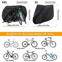 Outdoor Waterproof Bike Cover For 1 Or 2 Bikes, All-Weather Protection (Sun/Rain/Dust/Wind/UV), With Lock Hole & Carry Bag, For Mountain/Road/Electric/Heavy Duty Bicycles - Black - View 4