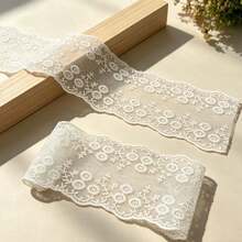 11.5cm de ancho Encaje bordado, 2 yardas/5 yardas, costura, DIY, artesanía, decoración de boda, tela de cortina, suministros decorativos - Blanco - Ver 10