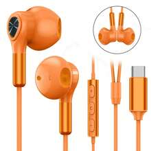 USB-C 耳機，適用於 Galaxy S24 S23 Ultra S22 S21 FE S20 A54 A53，以及 USB-C 有線耳機適用於 16 15 Pro Max Plus Pro、Pixel 8 7 6a，附麥克風與音量控制，適合卡拉OK - 橘色 - 查看 1