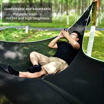 Heavy-Duty Triangle Hammock, 440 LBS/200 KG Weight Capacity, Oversized 110.24 Inch Portable Outdoor Swing Bed With Storage Bag & Straps, Durable Polyester Mesh - Ideal For Camping, Backpacking & Garden Relaxation