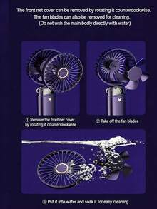 1200mAh Rechargeable Handheld Electric Fan, Mini Desk Fan With LED Display, 5-Speed Personal Cooling Fan For Home, Office, Travel And Outdoor Use - 多色 - 查看 10