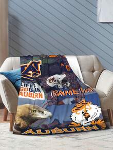 Auburn Merch University Tigers Throw Blanket Warm Blankets Breathable Air Conditioner Blanket For Car Classic Outdoor Blankets For Picnic For All Season - 黑色 - 查看 5