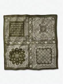 1条防晒面罩头巾，54*54厘米亚麻质感头巾，多功能头巾，可作颈套、发圈使用 - 彩色 - 查看 7