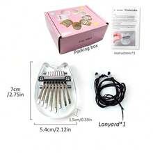 Mini Decorative Musical Instrument, High-Quality Wooden 8-Note Kalimba Thumb Piano, Comes With Hanging Cord And Tutorial, Ideal Holiday Gift - White - View 7