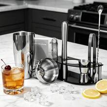 Set de 8 piezas de herramientas de barman para cócteles - Incluye coctelera, dosificador, colador, machacador, cuchara, libro de recetas - Ver 7