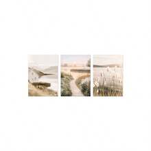 3Pcs Neutral Boho Nature Landscape Canvas Wall Art, Lake House Pampas Grass Path Prints, Minimalist Neutral Decor For Living Room Bedroom, Modern Boho Home Decoration, Frameless - 802 - View 14