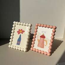 1 pieza 13cm*17.6cm Lindo marco de fotos decorativo de resina, suave y adorable, lleno de encanto infantil, adecuado para decoración del hogar estilo INS y crema, marco 3D cuadrado y redondo, borde de perla redondeado suave, sin esquinas afiladas, pieza decorativa de escritorio para escritorio, entrada, mesita de noche, habitación de niños - 1 artículo azul - Ver 8