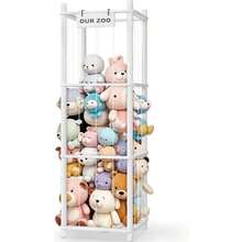 Stuffed Animal Storage Organizer, Wooden Cute Zoo Toy Holder Toddler Rooms, Playrooms BedroomsWhite - 白色的 - 查看 2
