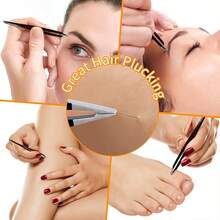 7pcs Beauty Face Hair Removal Tweezers Set, Eyebrow Trimmer, Eyelash Comb, Makeup Tools Kit With Leather Storage Case, Suitable For Gifts - Multicolor - View 5