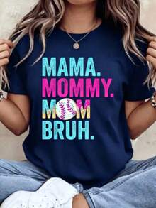 Women's-ShirtWomen's Baseball Graphic-Shirt - Casual Short-Sleeve Crew Neck, Summer And Spring Top With Baseball And Drip Design, Baseball Mom Apparel |   Fun Printed Tops |   Knit Construction, Baseball-ShirtFashionable Women's Clothingshirts,Clothes,White Top,Graphic Tee,Suitable Gym, Workouts, Everyday Casual Wear, And Street Style. - 藏青色 - 查看 1