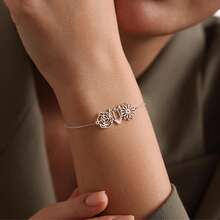 Vòng tay hoa sinh nhật cá nhân hóa từ 1-5 bông, vòng tay hoa sinh nhật mạ vàng 14K dành cho mẹ, vòng tay hoa sinh nhật tùy chỉnh, vòng tay hoa sinh nhật, quà sinh nhật cho mẹ, quà Giáng sinh. - Nhiều màu - Xem 6