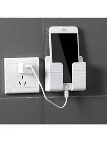 1/2/4件自黏式壁掛手機充電支架，多功能遙控器收納架，免鑽孔手機充電插頭壁掛架，省空間設計，適用於臥室、浴室、居家辦公室，實用家居收納整理架，讓日常使用更便利 - 彩色 - 查看 5