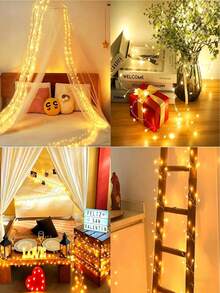 1pc 300LED/200LED/100LED Solar String Lights, Solar Fairy Lights, Outdoor Star Lights, Solar LED Lights, Outdoor String Lights, Outdoor Fairy Lights, LED Solar Lights, Solar Powered, IP44 Waterproof, 8 Lighting Modes, Suitable For Yard, Garden, Patio, Path, Party, Wedding, Lawn, Fence, Holiday, Event - Multicolor - View 10