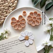 2/3pcs Flower Series Stacking Bookmarks Polymer Clay Tools, Spring Floral Shaped Bookmarks Polymer Clay Molds, Soft Pottery Jewelry Making Molds, Creative Bookmark Jewelry Making DIY Earrings 3D Embossing Cutting Tools, Jewelry Making Supplies - Apricot - View 9