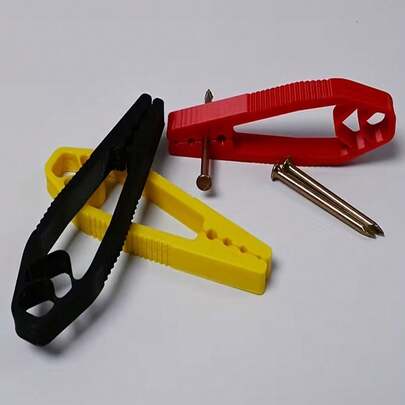 2 cái (Đen/Đỏ) Bảng kẹp đinh chống trượt, bảo vệ an toàn ngón tay, dụng cụ cố định đinh cầm tay, thích hợp cho sửa chữa cơ bản và làm mộc, xây dựng nhà cửa, kẹp đinh bằng nhựa có bao ngón tay, và kìm đóng đinh và vít, dụng cụ cầm tay sửa chữa đồ nội thất.