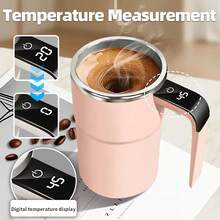 1pc Automatic Stirring Cup, Portable 304 Stainless Steel Electric Coffee Mug With Temperature Display (No Insulation Function), USB Charging, 200mAh Battery, ABS Material, Easy To Carry And Clean, Suitable For Home And Office Use, Ideal Holiday Gift - Multicolor - View 12
