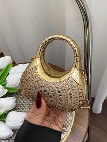 迷你时尚百搭亚克力亮面女士手提包，休闲派对活动单肩斜挎包，手拿包 - 彩色 - 查看 1