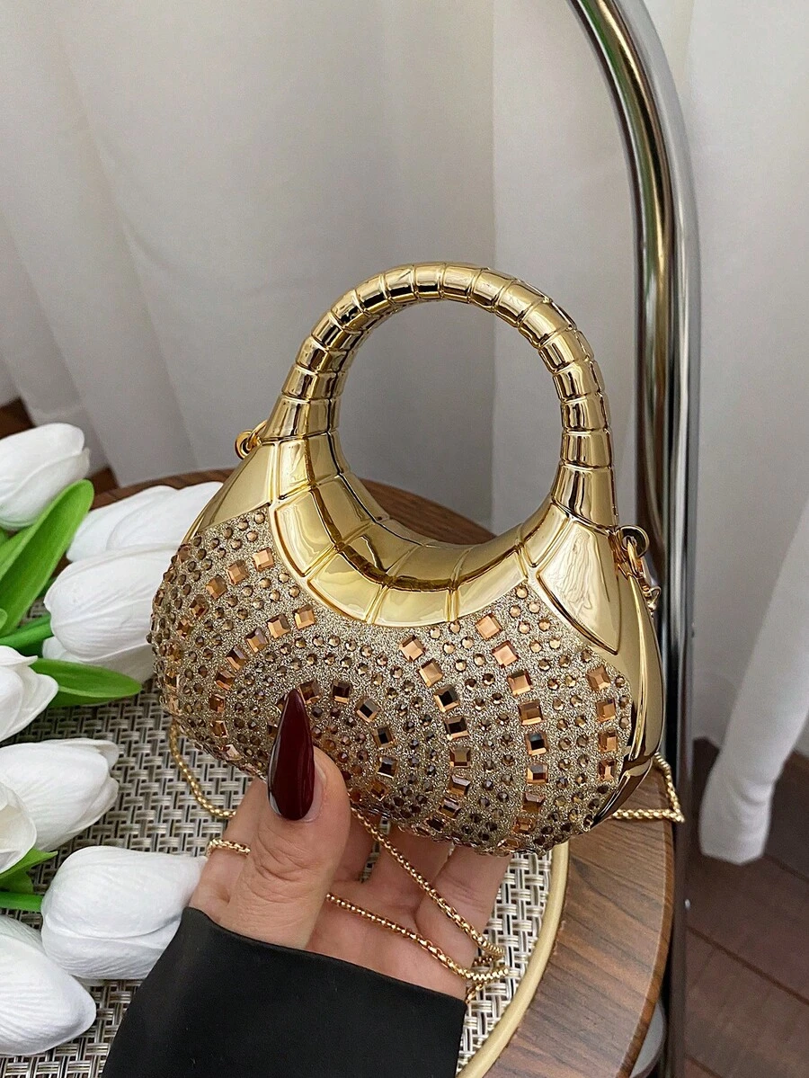 迷你时尚百搭亚克力亮面女士手提包，休闲派对活动单肩斜挎包，手拿包 - 彩色 - 查看 1