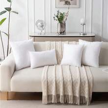 1pc/2pcs Soft & Fluffy Square Throw Pillow Insert, No Fluorescent Fiber, Filled With High Elastic Velvet. White Pillow Insert Suitable For Sofa, Bed, Breathable Sofa Decorative Cushion Insert, Without Pillow Cover. Applicable For Living Room Sofa, Room Decor, Holiday Party And Car Seat. - White - View 5