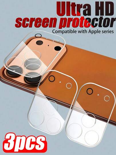 3pcs High Hardness Lens Protector Film, Full Coverage One-Piece Design Precisely Wraps The Lens Module. Advanced Adhesive Provides Stable Bonding Effect, Won't Shift During Long-Term Use. Ultra-Clear Optical Material, No Impact On Imaging Quality And Color. High Hardness Structure Effectively Resists Sharp Object Scratches, Safer For Daily Use. Outstanding Scratch Resistance, Reduces Wear From Keys, Coins, And Handles Minor Drops, Lowers Lens Damage Risk. Compatible With IPhone And Other Models.