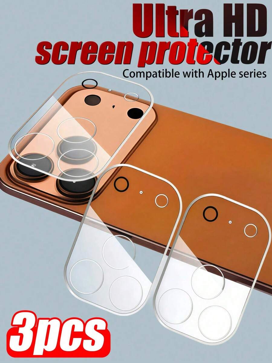 3pcs High Hardness Lens Protector Film, Full Coverage One-Piece Design Precisely Wraps The Lens Module. Advanced Adhesive Provides Stable Bonding Effect, Won't Shift During Long-Term Use. Ultra-Clear Optical Material, No Impact On Imaging Quality And Color. High Hardness Structure Effectively Resists Sharp Object Scratches, Safer For Daily Use. Outstanding Scratch Resistance, Reduces Wear From Keys, Coins, And Handles Minor Drops, Lowers Lens Damage Risk. Compatible With IPhone And Other Models. - Clear - View 1