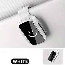 Car Sunglasses Clip - ABS Plastic Easy Installation Fits All Models, White Smiling Face Design Safety Sun Visor Accessory | Minimalist Sunglasses Clip | Glossy Eyeglass Frame Clip - A - View 13