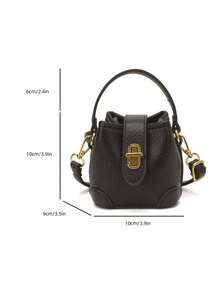 New Arrival Cute Mini Handbag, Gold Lock Small Bucket Bag, Cosmetic Pouch, Small Crossbody Bag, Accessory Bag, Hanging Decor Bag, Evening Bag, Coin Purse - Black - View 3