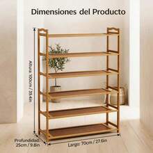 Zapatero de bambú 6 niveles | Organizador de zapatos de gran capacidad | Estante para entrada estilo minimalista, ahorro de espacio para hogar - Granate - Ver 4