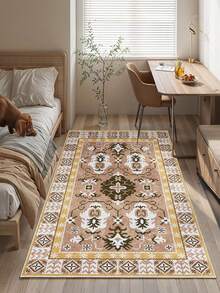 Modern Round Washable Non-Slip Area Rug – Thin Soft Living Room Carpet, Kitchen Rug & Runner, Home Decor Rug - Orange - View 2
