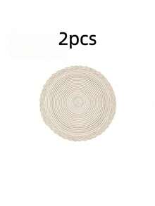 1/4/6/12pcs Bohemian Woven Round Placemats, Solid Color Crochet Lace Anti-Slip Mats For Home Kitchen, Decor For Bowls, Plates, Cups, Suitable For Holiday Party, Birthday, Wedding (Multiple Colors) - Beige - View 14