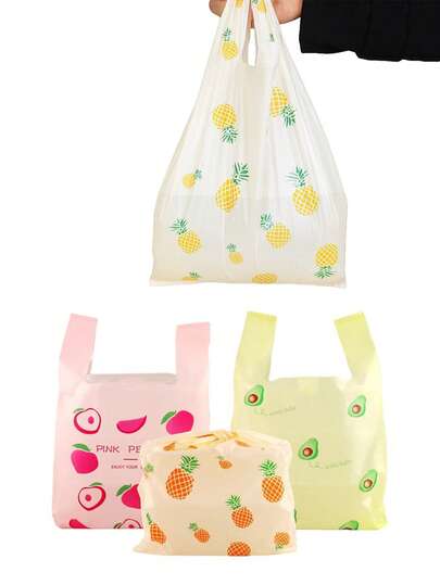 100pcs/Pack Disposable Trash Bags, Fruit Print Garbage Bags, Baby Diaper Disposal Bags, Portable Mini Car Trash Bags, Suitable For Outdoor, Stroller, Desk, Kitchen, Bathroom, Nursery Cleaning