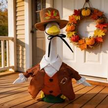 Porch Goose Thanksgiving Outfits 23inches Goose Turkey Suit Costume And Top Hat 2Pcs Set Garden Decor - Reddish Brown - View 2