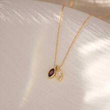 Customized Birthstone Leaf Necklace, Oval Birthstone Necklace, Anniversary Family Gift, Birthday Gift, Grandmother Gift, Mother's Day Gift (For Her) - Multicolor - View 8