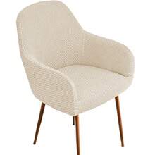 1pc Beige Jacquard High Back Elastic Chair Cover, Universal Office Dining Chair Protector, Removable & Washable, Suitable For Kitchen, Wedding, Party, Banquet, Hotel, Essential Home Decor For Spring & Summer - Beige - View 6