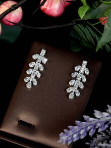 1 Set de bijoux en zircone cubique (CZ) bicolore, collier en CZ à coupe mixte en forme de larme et bijoux assortis, accessoires pour femmes, parfait pour les thés vintage et les événements en soirée - Argent - Voir 4