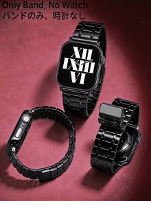 这款表带男女通用，黑色不锈钢材质，兼容 ，尺寸涵盖 38mm、40mm、41mm、42mm、44mm、45mm、46mm 和 49mm。五链式不锈钢磁扣设计，佩戴舒适。适用于 Ultra 3/2/1/SE/S11/S10/S9/S8/S7/S6/S5/S4/S3/S2/S1 系列。智能手表配件表带，男士商务场合、旅行、女士海滩、派对、节日礼物、母亲节、毕业典礼、返校季学生礼物的理想之选。 - 黑色 - 查看 2