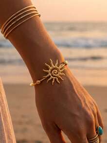 1 Stück modisches Strandresort-Stil Armband, 18K vergoldet, Edelstahl - Gold - Übersicht 1
